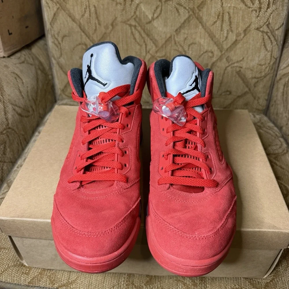 Jordan 5 Retro Red Suede University Red Black 136027-602 Men's Size 9 Sneakers